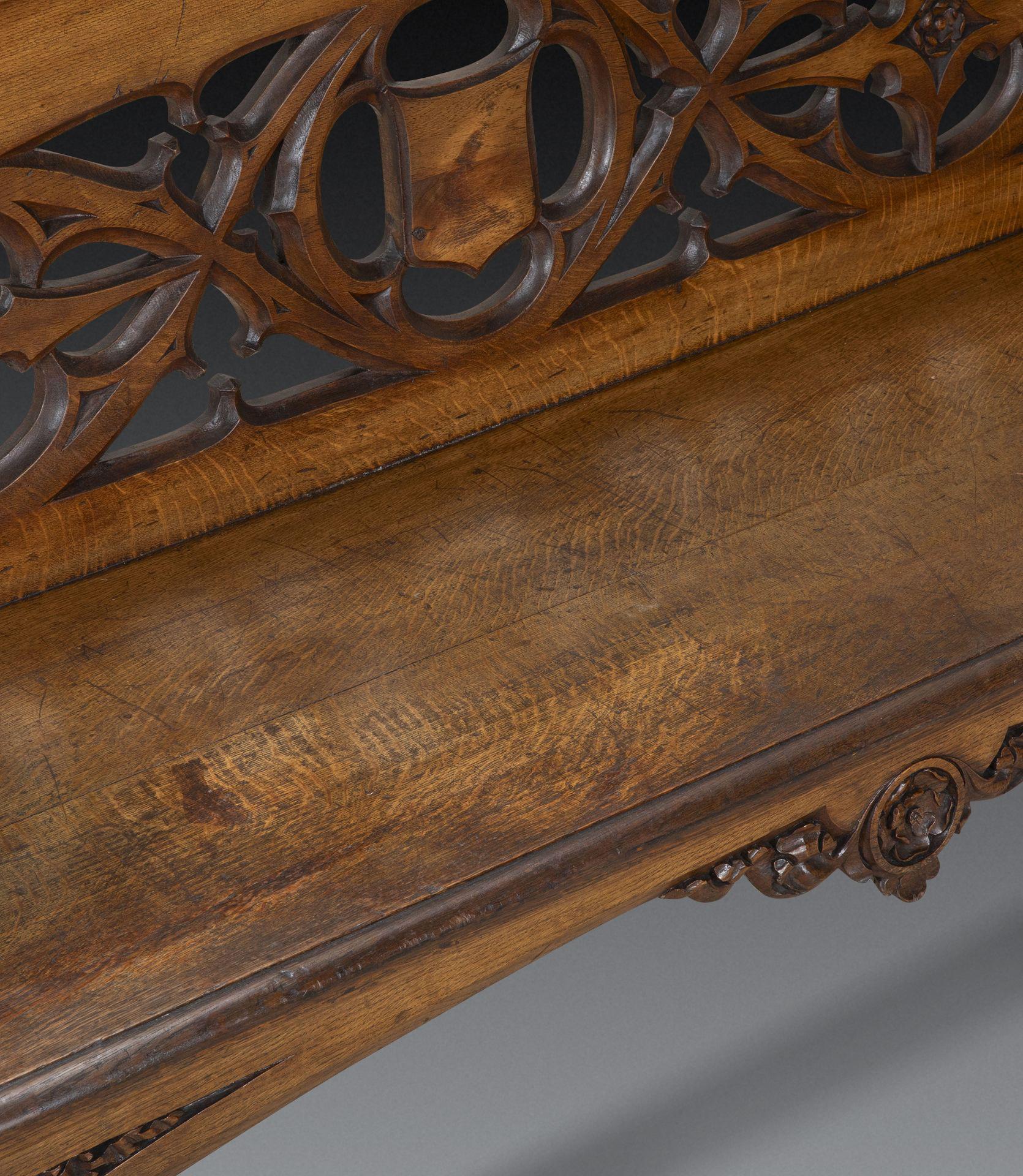 Large 19th Century English Oak Hall Bench For Sale 1