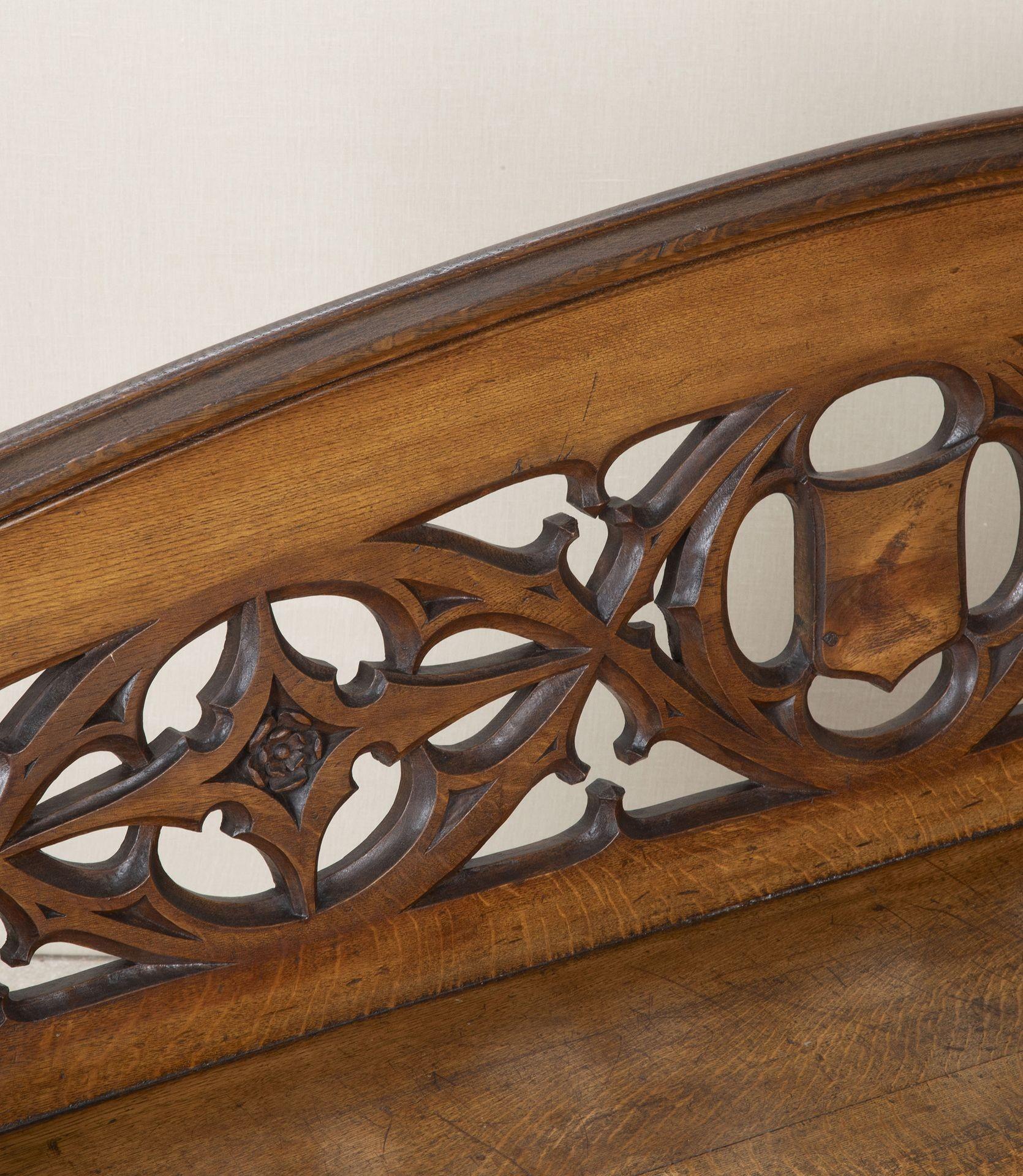 Large 19th Century English Oak Hall Bench For Sale 3