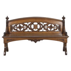Large 19th Century English Oak Hall Bench