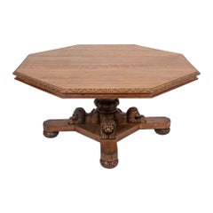 Large 19th Century English Oak Octagonal Centre Table