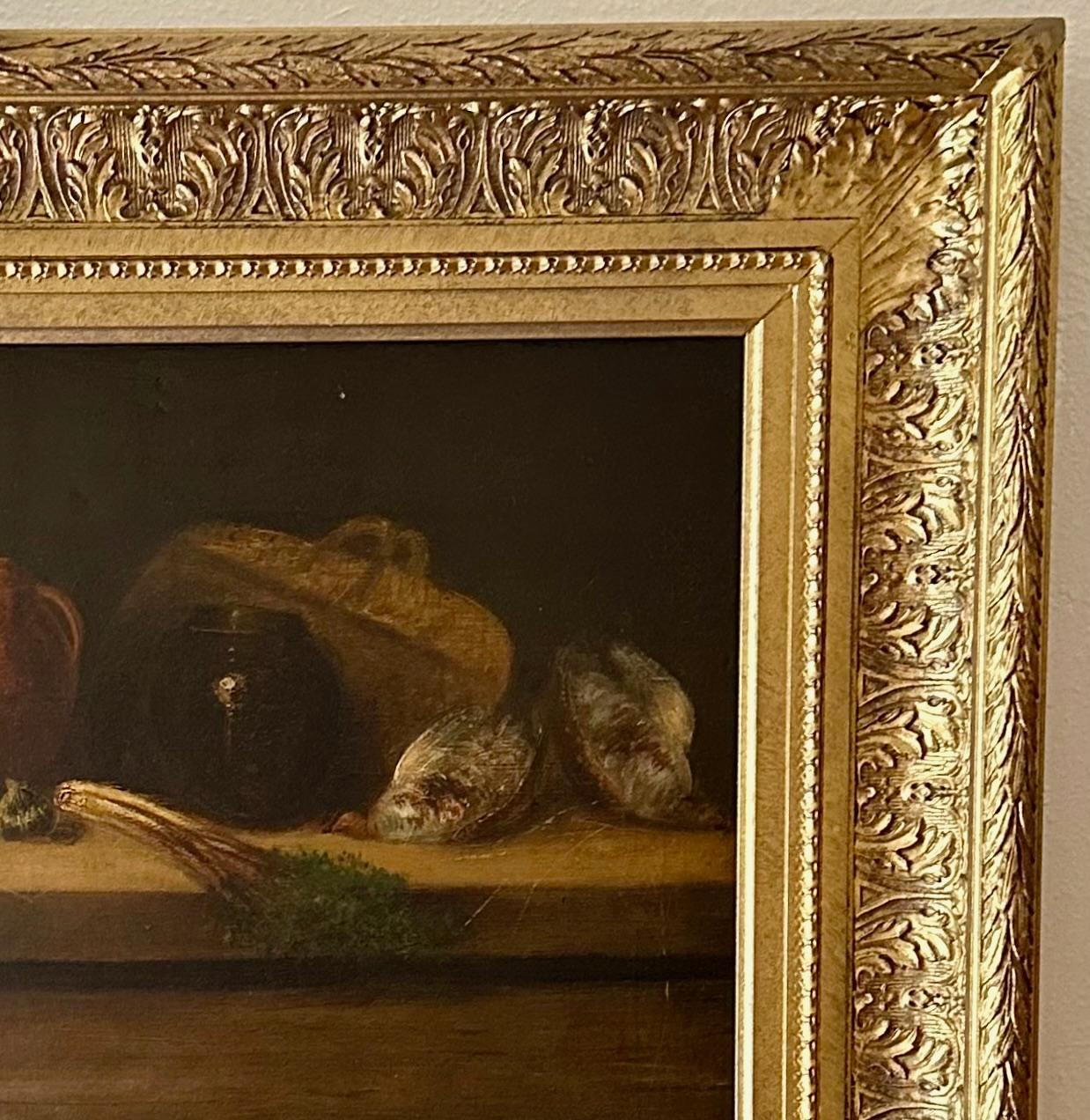 Grande peinture à l'huile anglaise du 19e siècle - Cinq chiens de chasse - signée E. Armfield. en vente 3