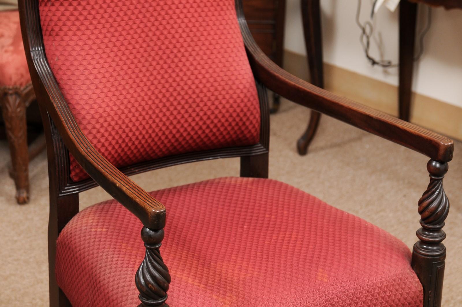 Grand fauteuil en acajou de style Régence anglaise du 19ème siècle en vente 3