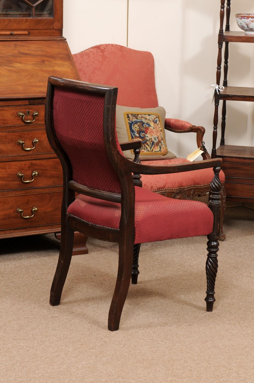 Grand fauteuil en acajou de style Régence anglaise du 19ème siècle en vente 5