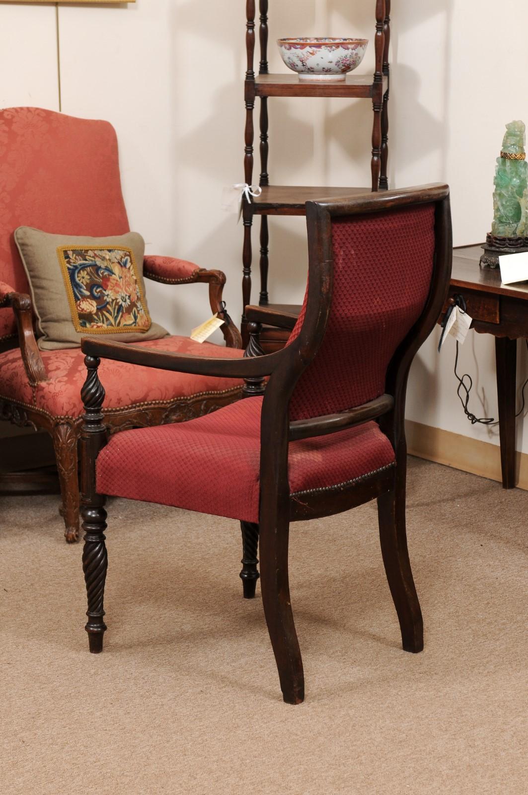 Large 19th Century English Regency Mahogany Armchair In Good Condition For Sale In Atlanta, GA