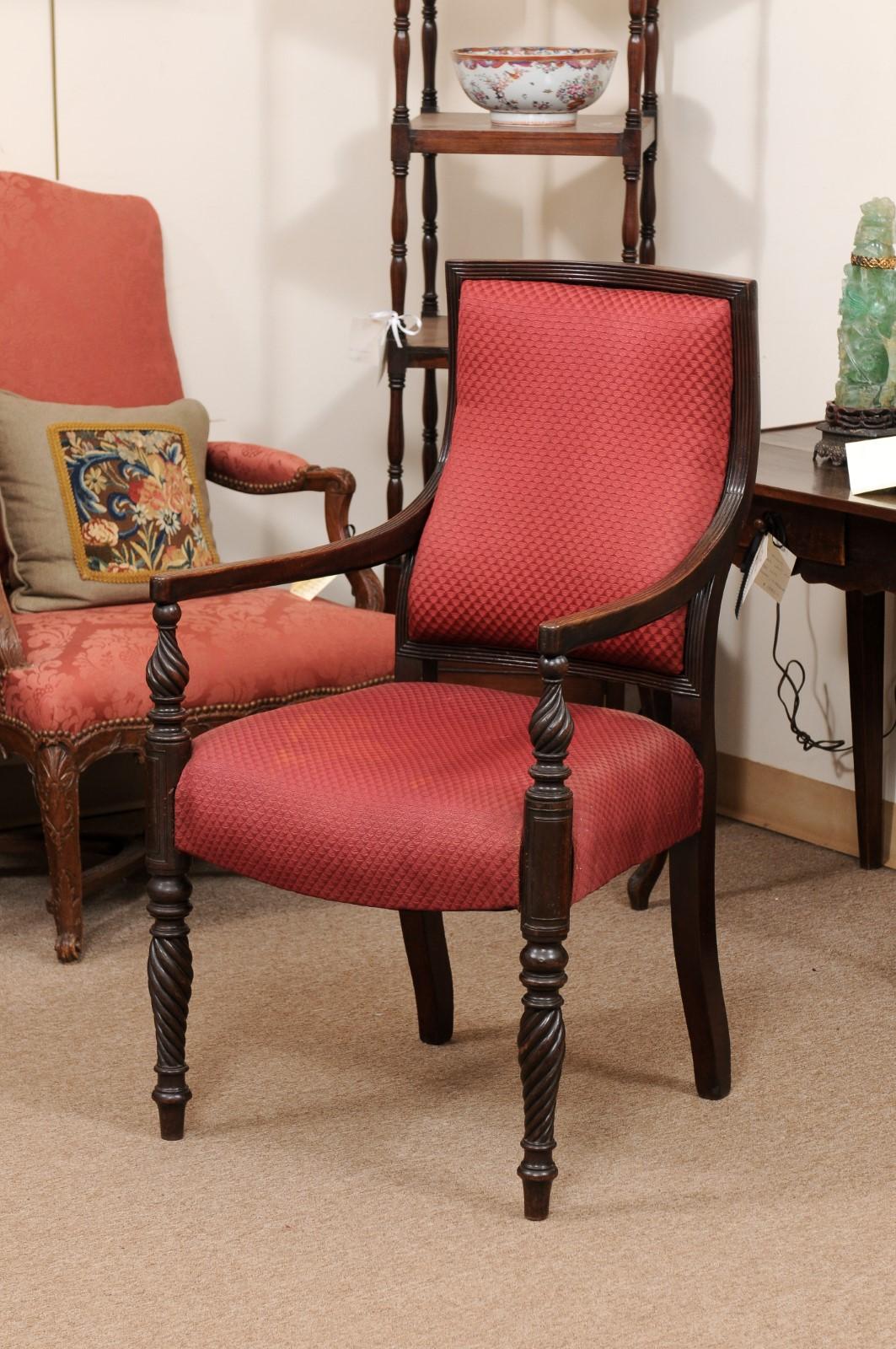 Grand fauteuil en acajou de style Régence anglaise du 19ème siècle Bon état - En vente à Atlanta, GA