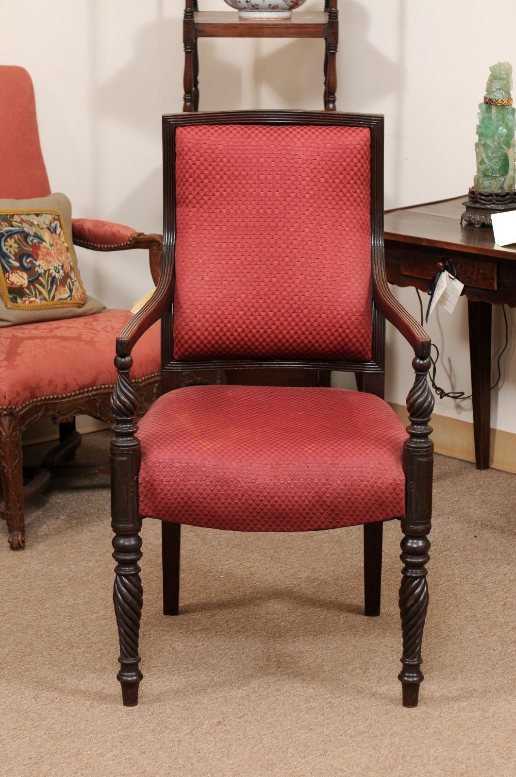 XIXe siècle Grand fauteuil en acajou de style Régence anglaise du 19ème siècle en vente