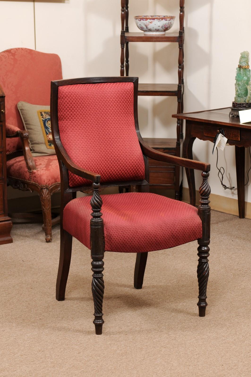 Grand fauteuil en acajou de style Régence anglaise du 19ème siècle en vente 1