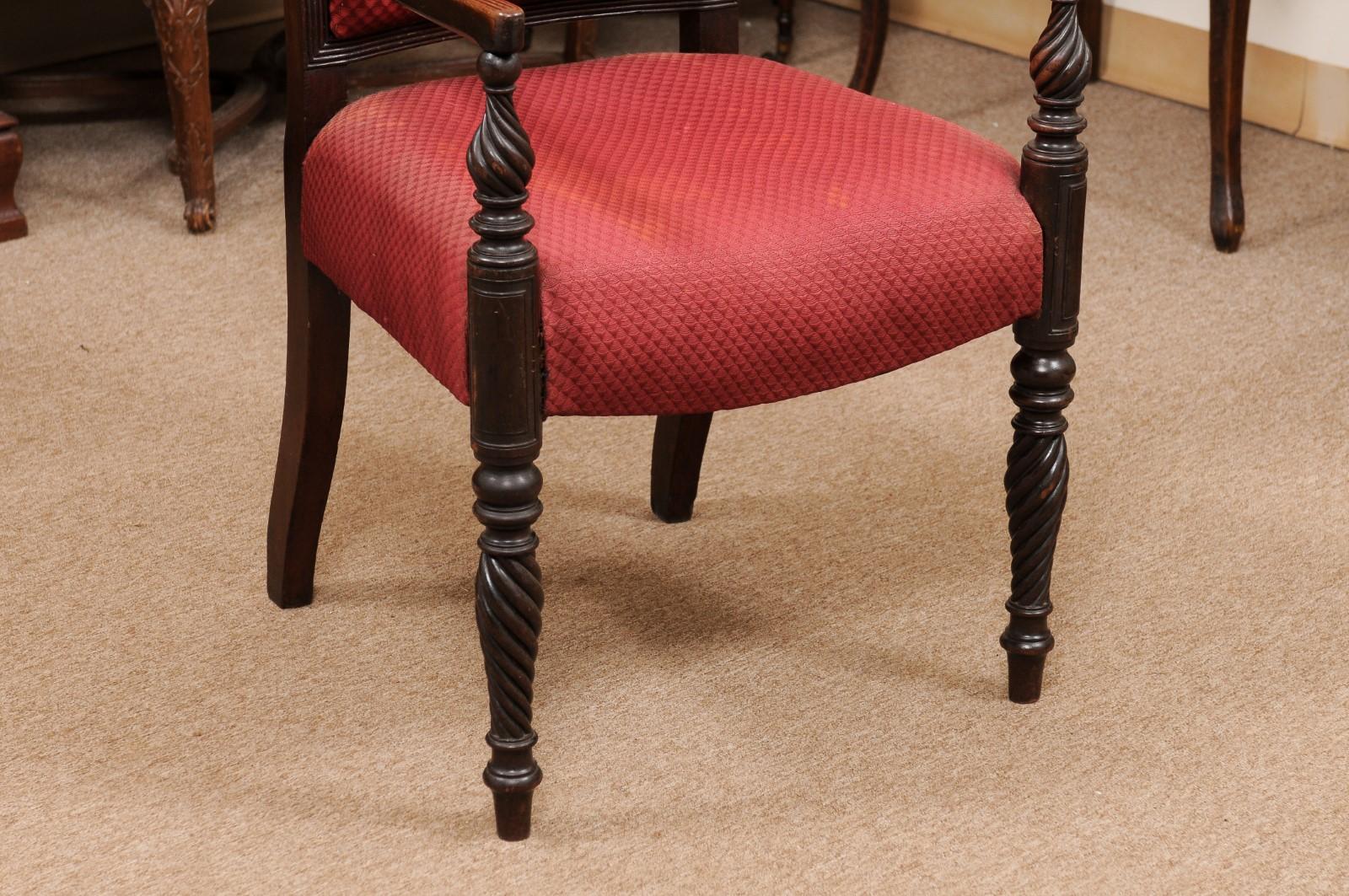 Grand fauteuil en acajou de style Régence anglaise du 19ème siècle en vente 2