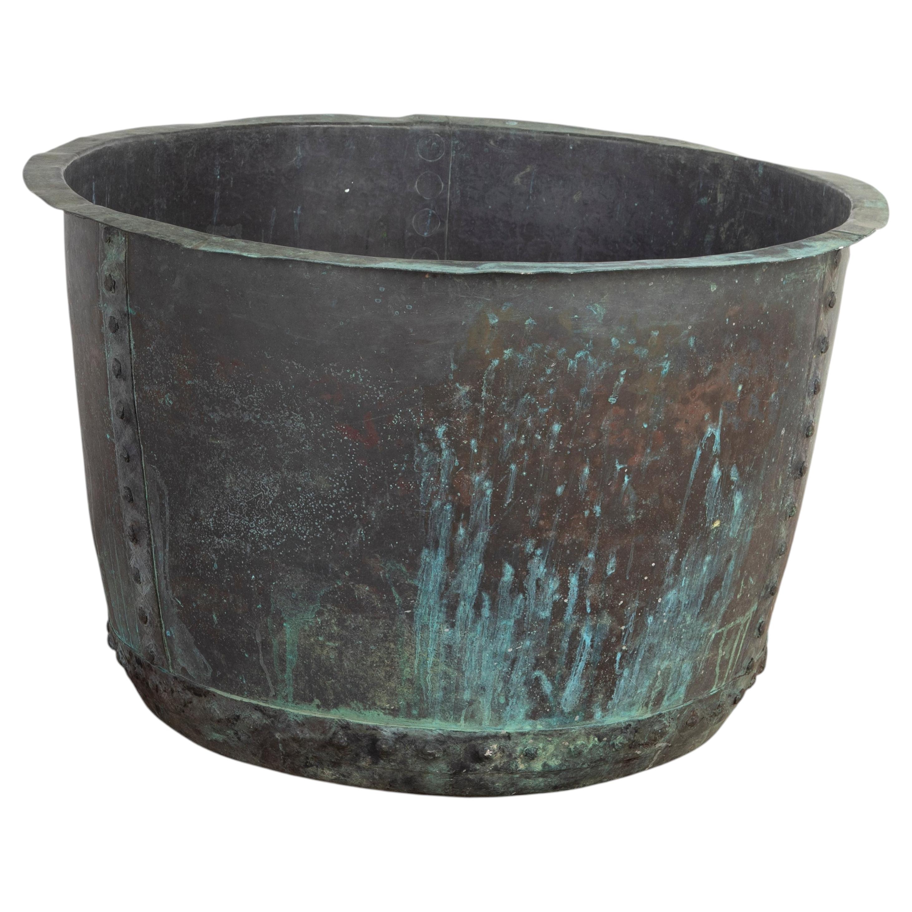 Large 19th Century English Riveted Copper Planter