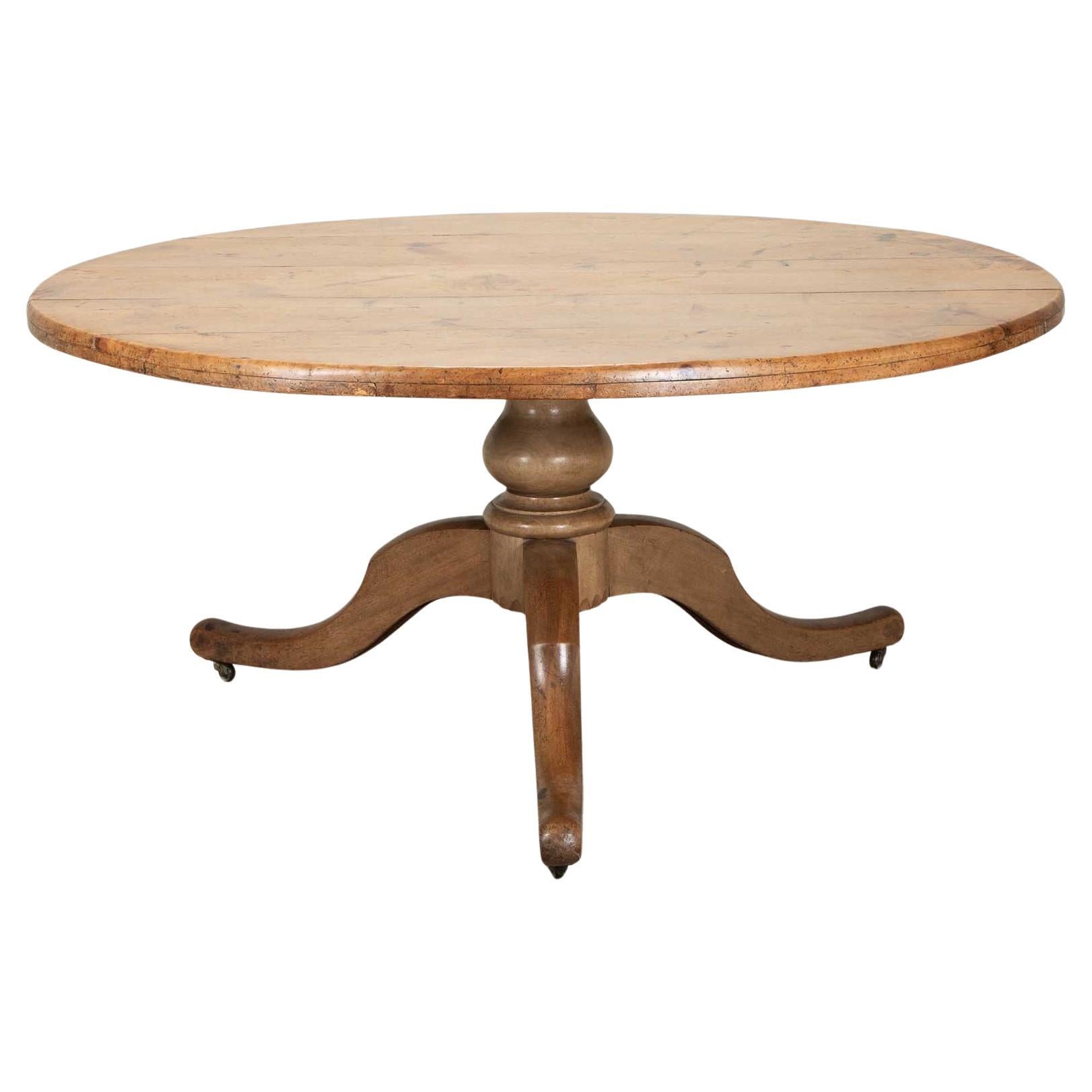 Large 19th Century English Round Cedar Wood Dining Table