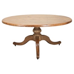 Antique Large 19th Century English Round Cedar Wood Dining Table
