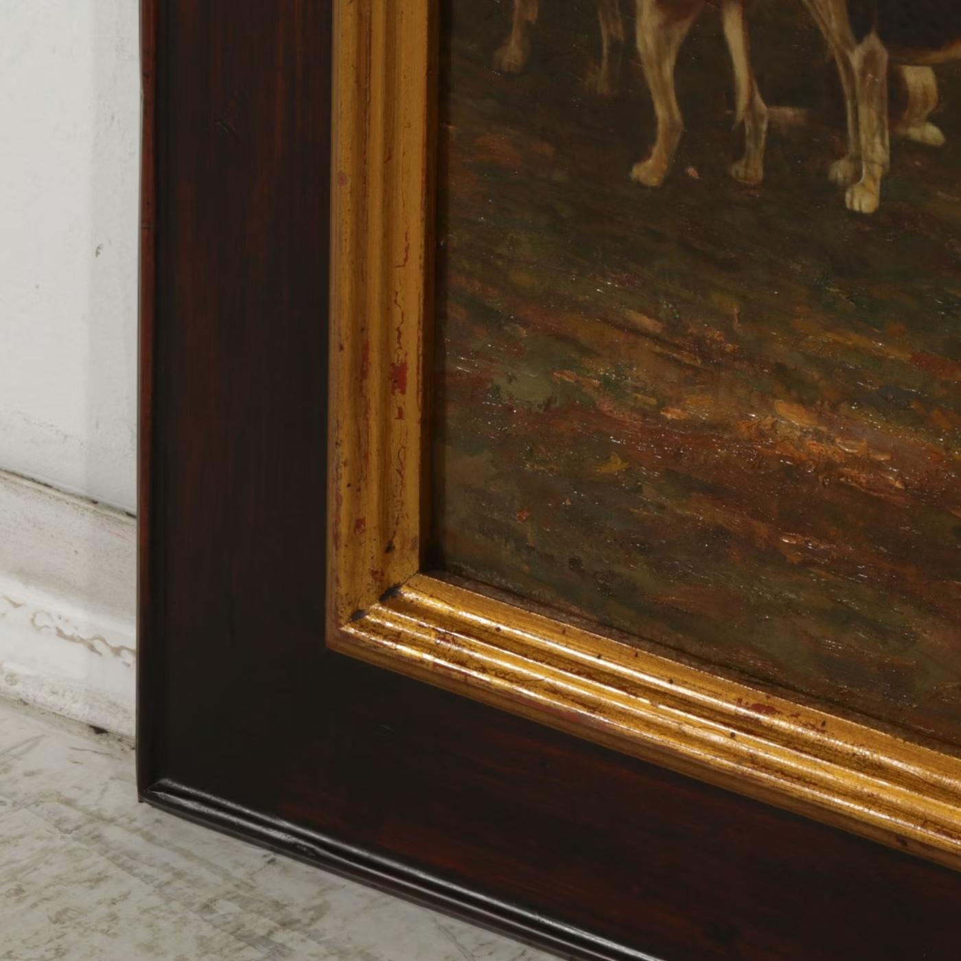 Large 19th-Century English School Framed Fox Hunt Oil Painting, “The Meet” For Sale 1