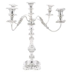 Large 19th Century English Sheffield Silver-Plated Five-Light Convertible Candel