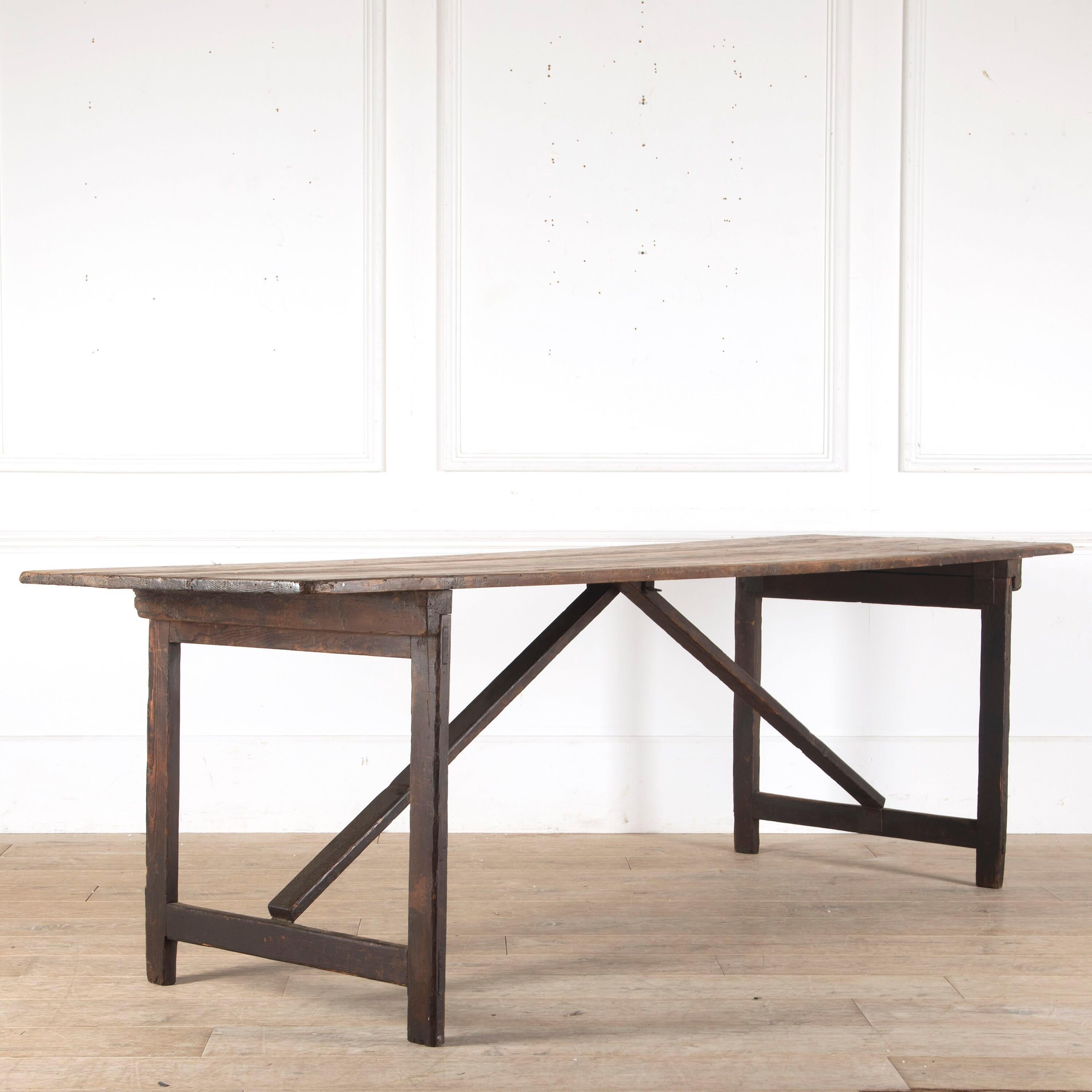 Large 19th Century English Trestle Table In Good Condition For Sale In Gloucestershire, GB