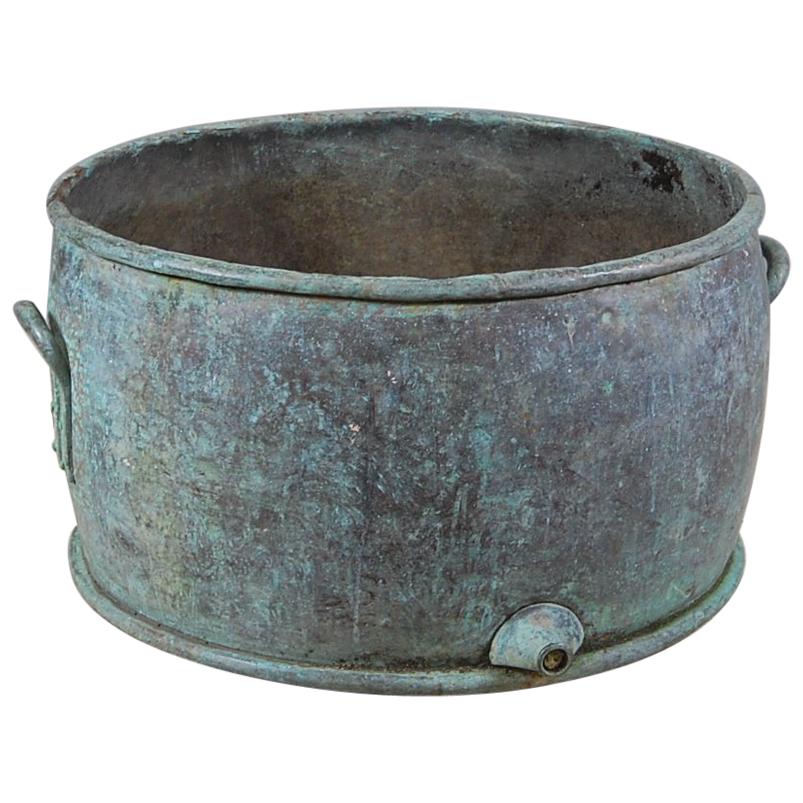 Large 19th Century English Verdigris Copper Boiler Planter