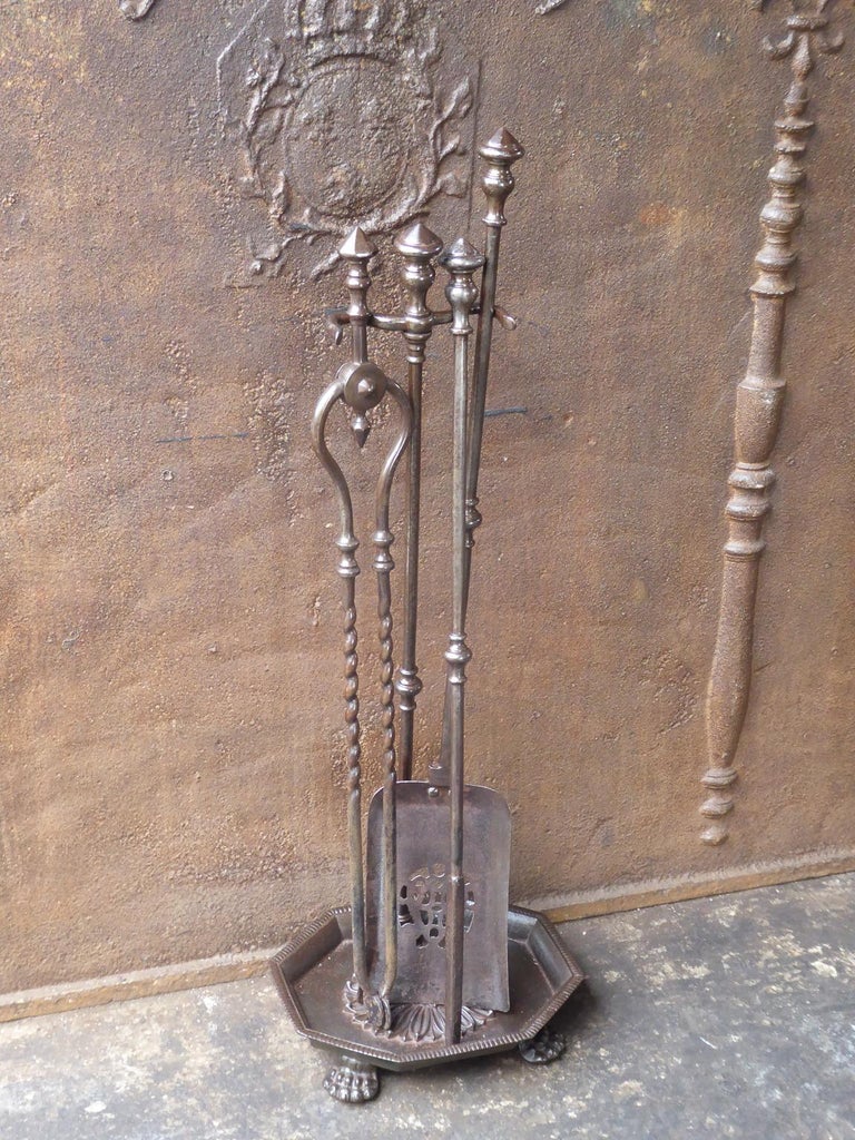 Large 19th Century English Victorian Fireplace Tools Or Fireplace