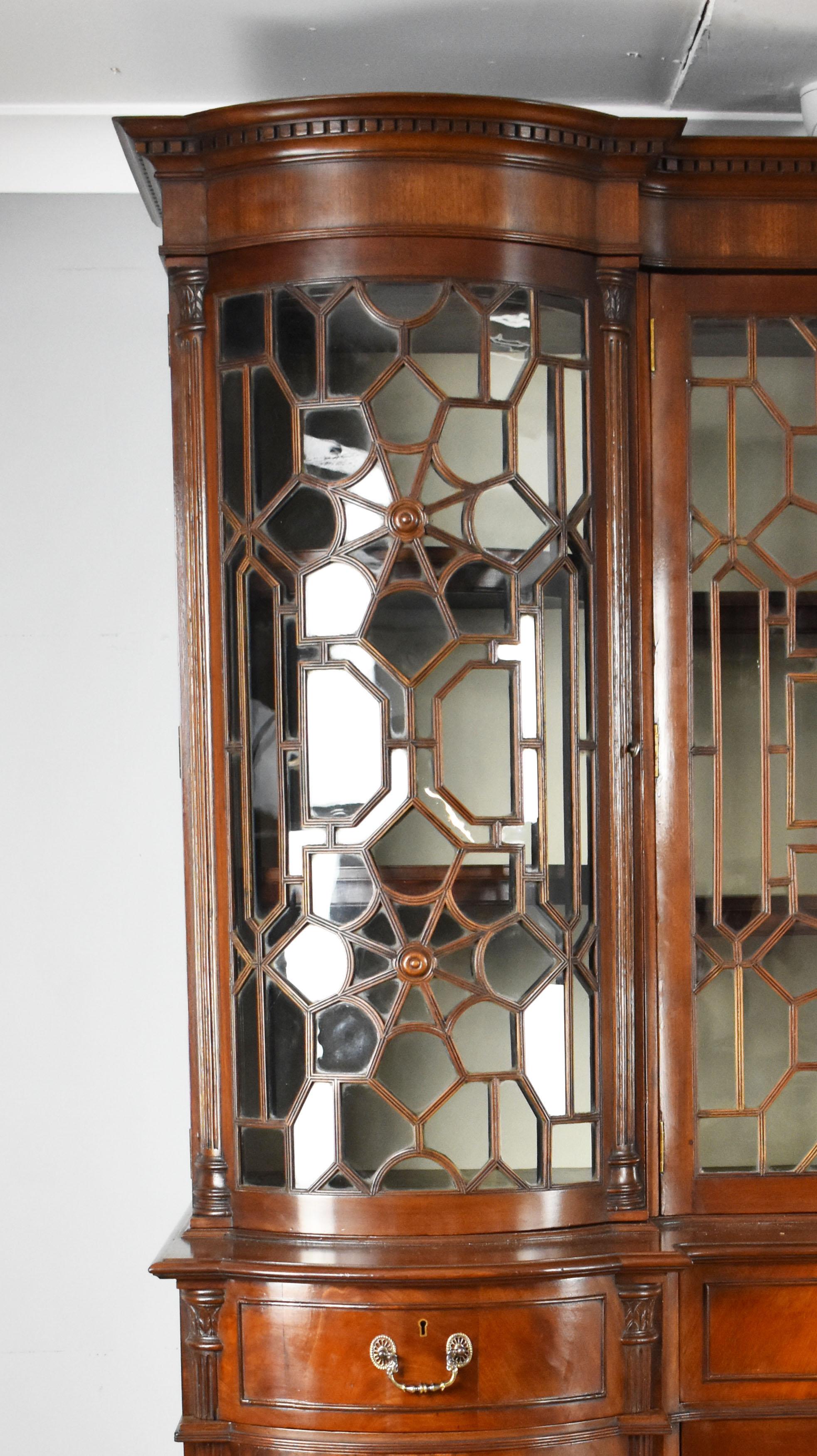 Large 19th Century English Victorian Mahogany Inverted Breakfront Bookcase 2