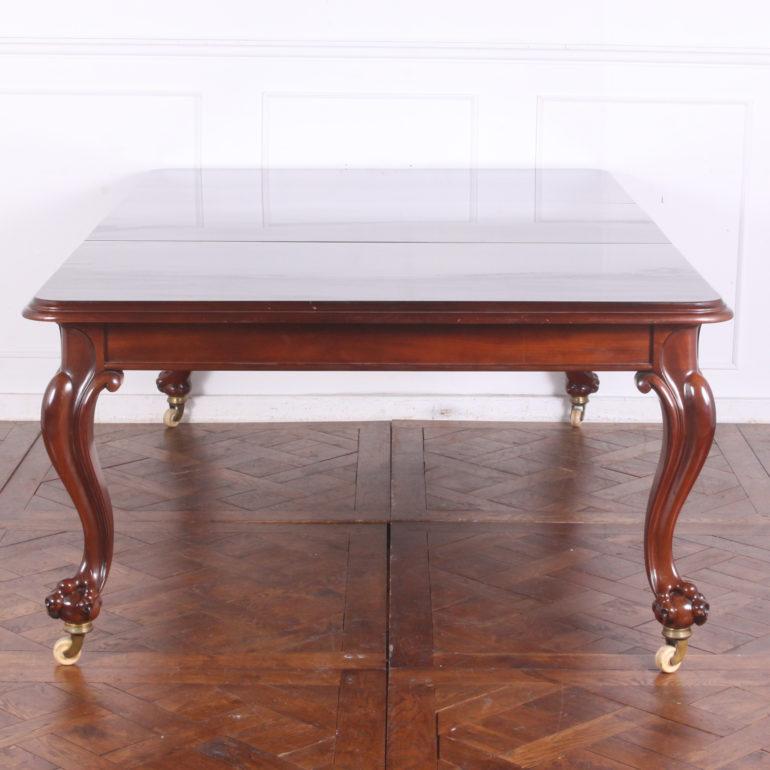 Carved Large 19th Century English Victorian Solid Mahogany Dining Table