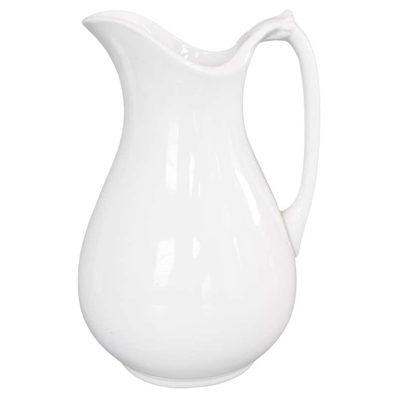 Large White English Ironstone White Pitcher For Sale at 1stDibs
