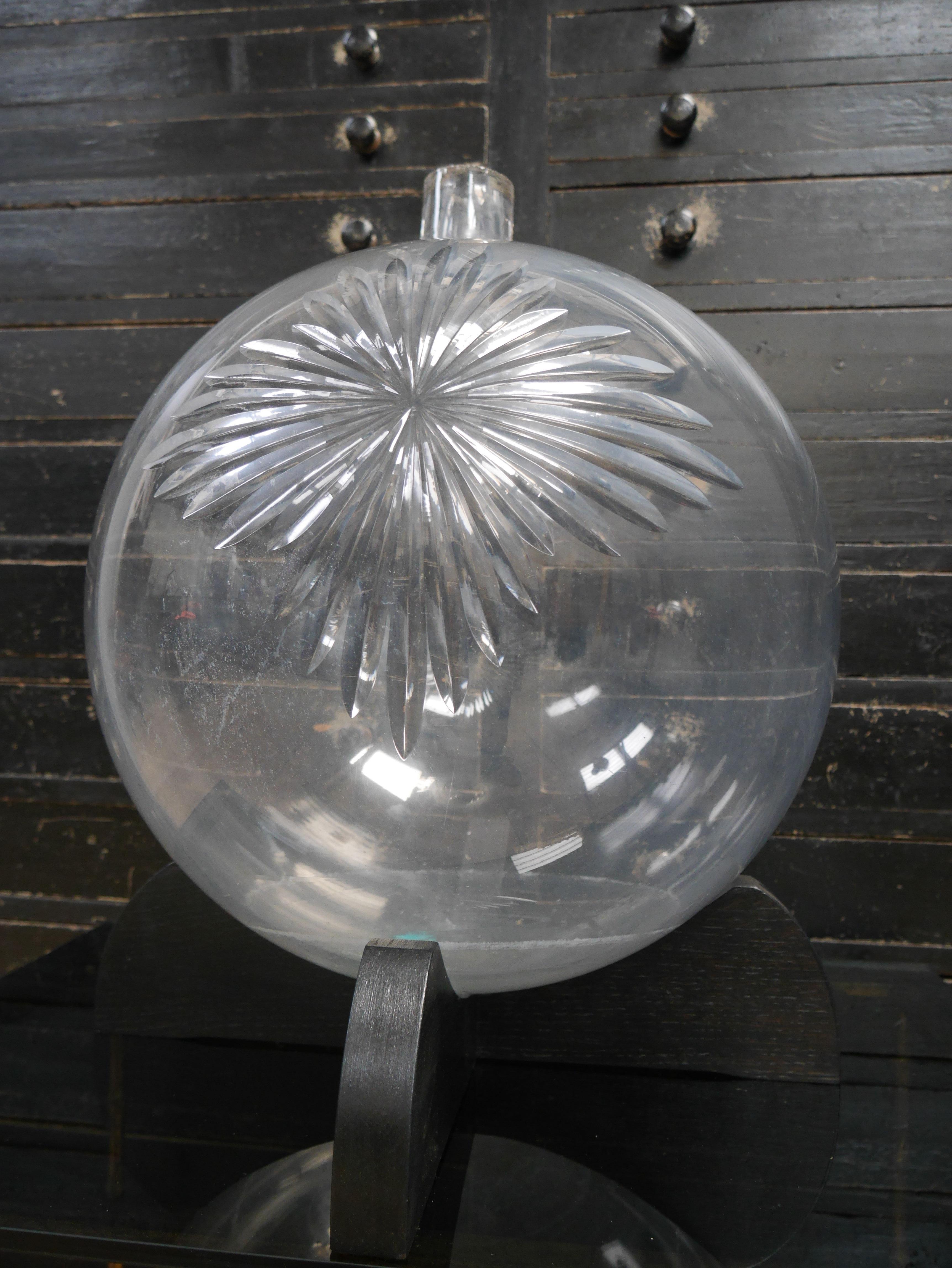 Industrial Large 19th Century European Cut Glass Chemist Carboy For Sale
