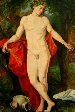 Large 19th Century European School Oil Painting of Bacchus (Dionysus)