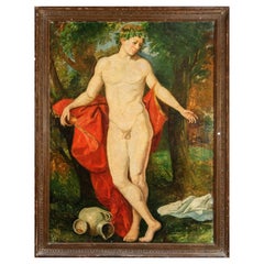 Large 19th Century European School Oil Painting of Bacchus (Dionysus)