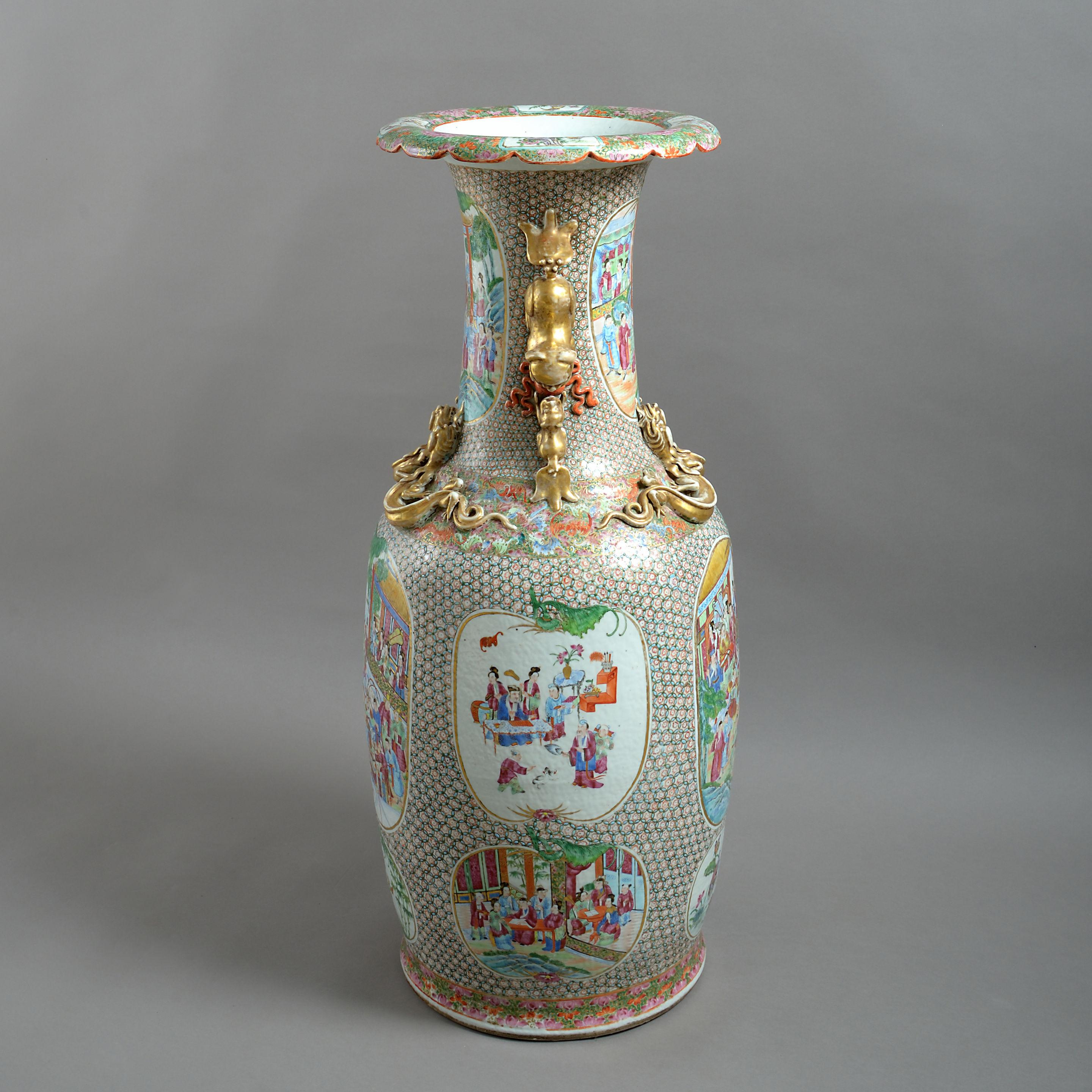 Chinese Large 19th Century Famille Rose Soldier Vase