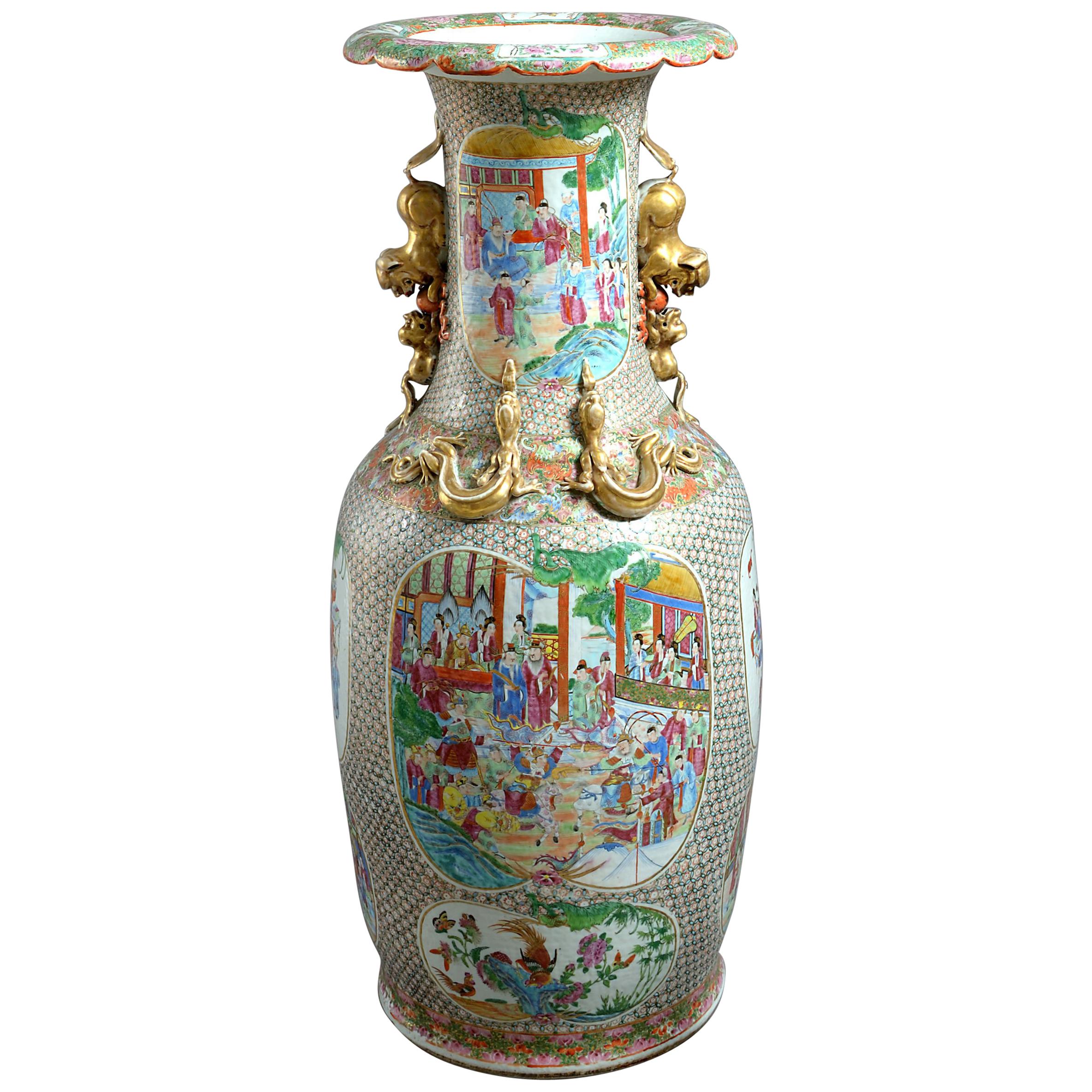 Large 19th Century Famille Rose Soldier Vase