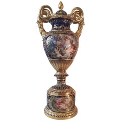 Large 19th Century Finely Painted Large Vienna Vase and Cover