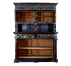 Large 19th century Flemish carved oak cabinet