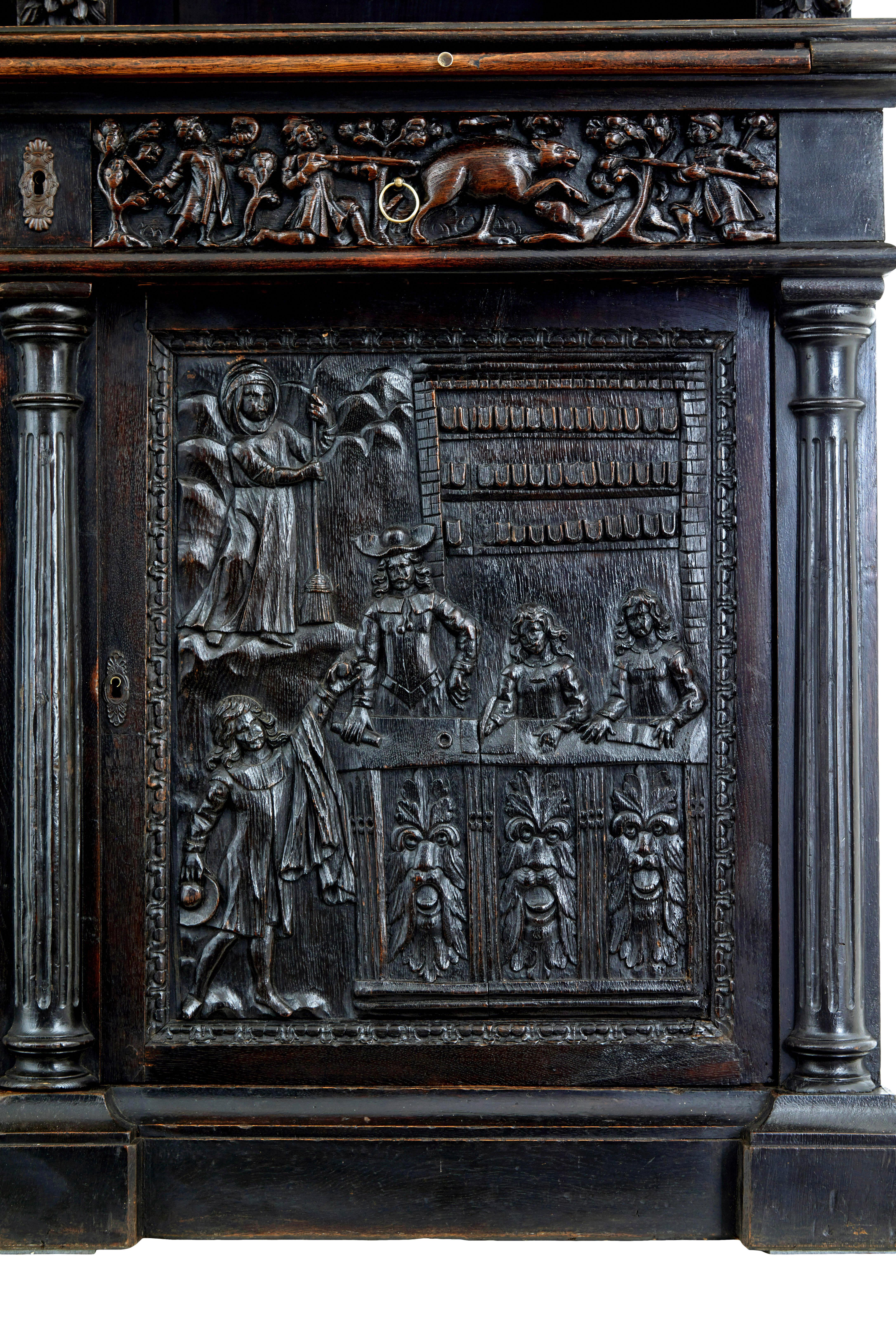 Grande armadio fiammingo del XIX secolo intagliato in Oak in vendita 1