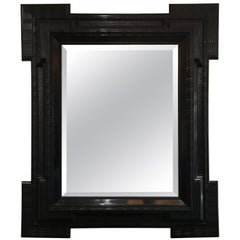 Antique Large 19th Century Flemish Ebonized Ripple Frame Mirror
