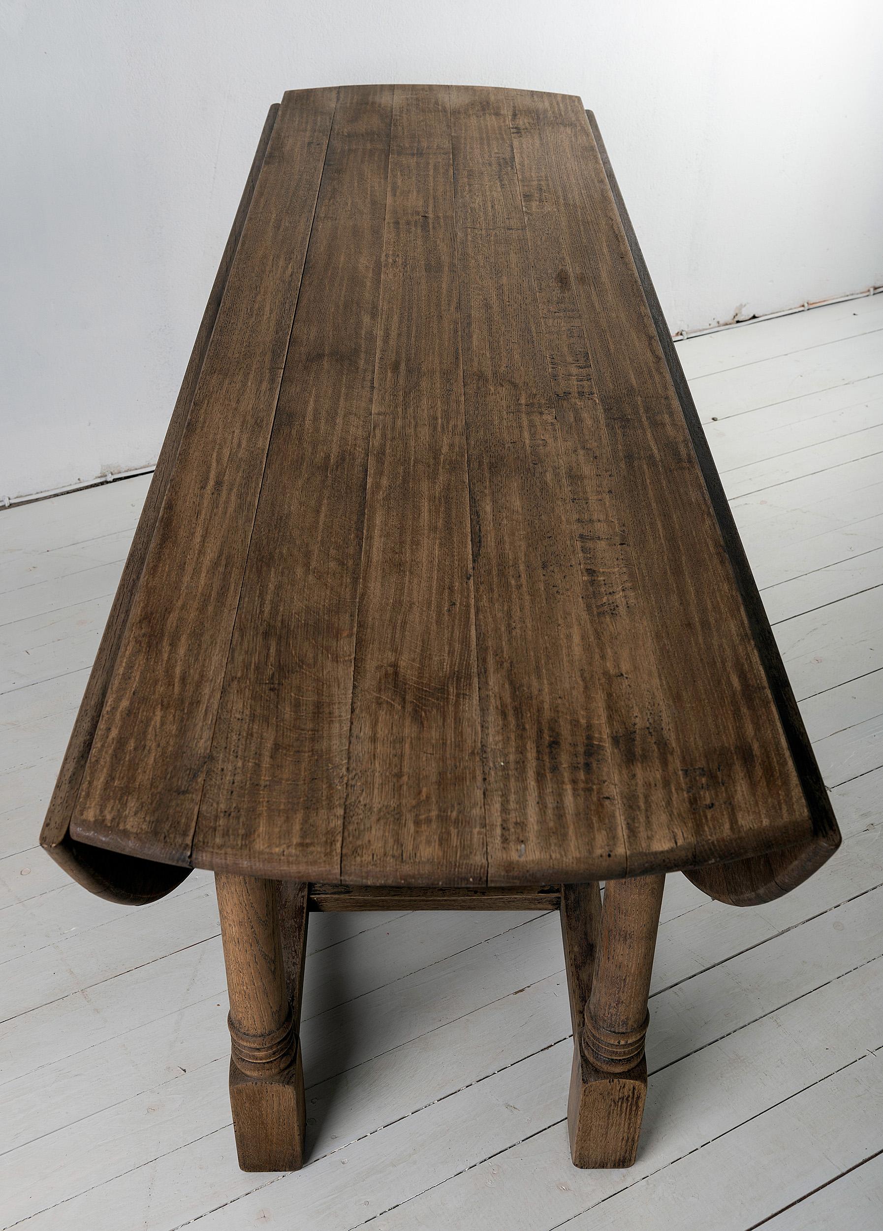 Swedish Large 19th Century Flemish Oval Drop-Leaf Dining Table of Great Proportions