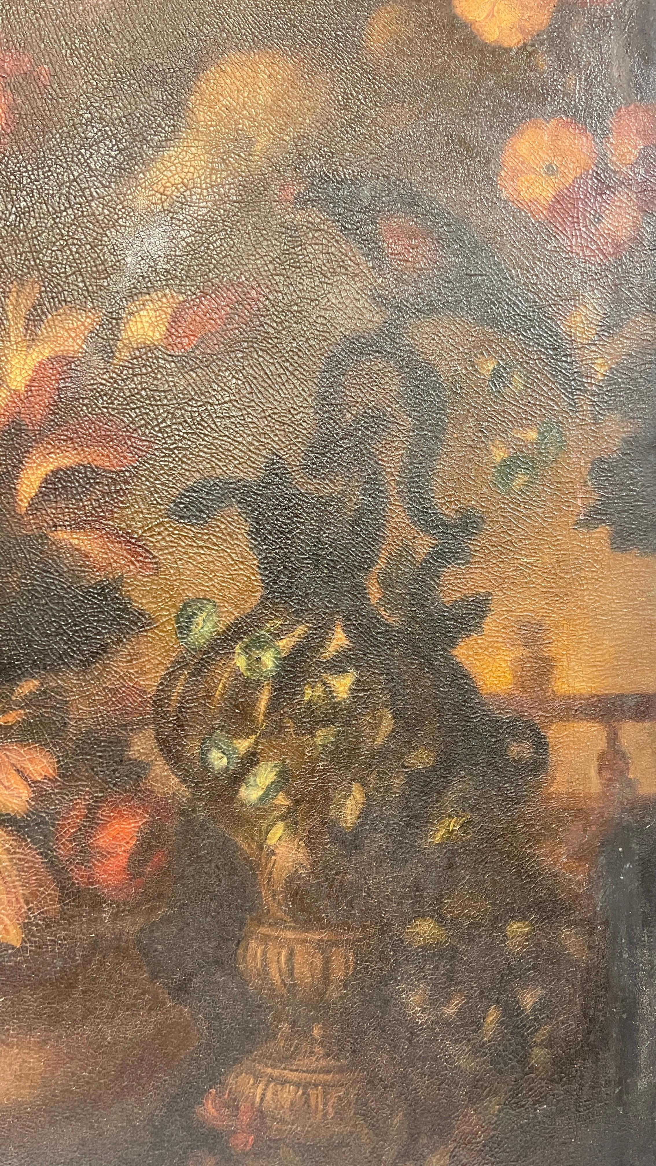 Large 19th Century Floral Still Life Oil Painting In Good Condition For Sale In New York, NY