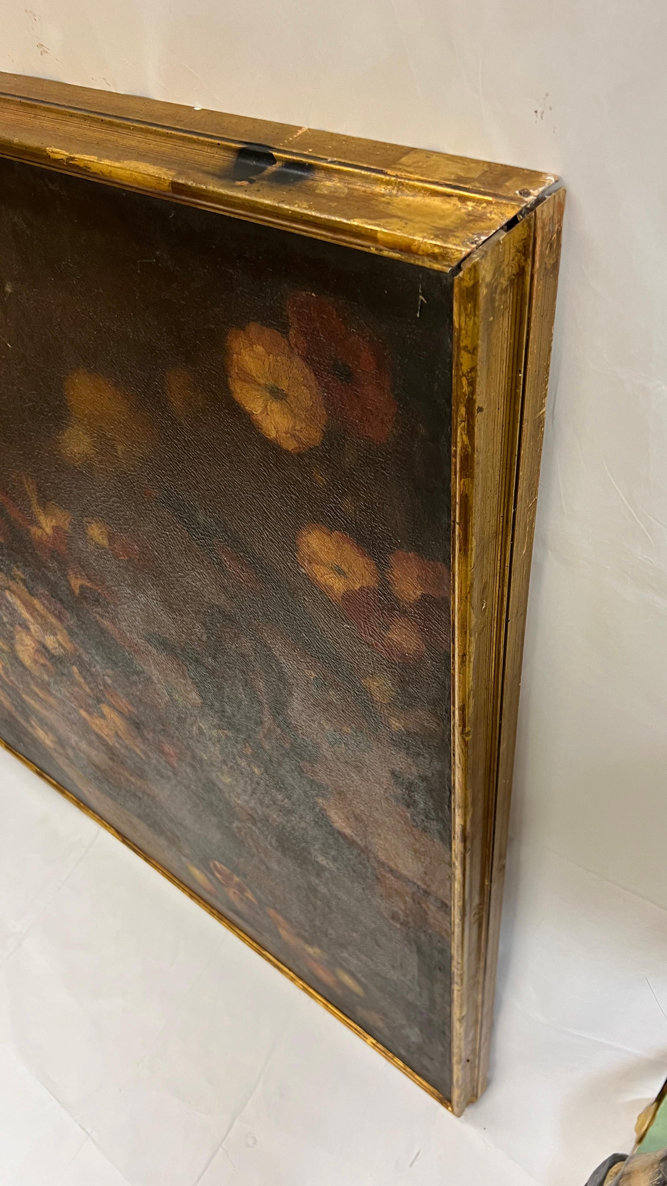 Large 19th Century Floral Still Life Oil Painting For Sale 3