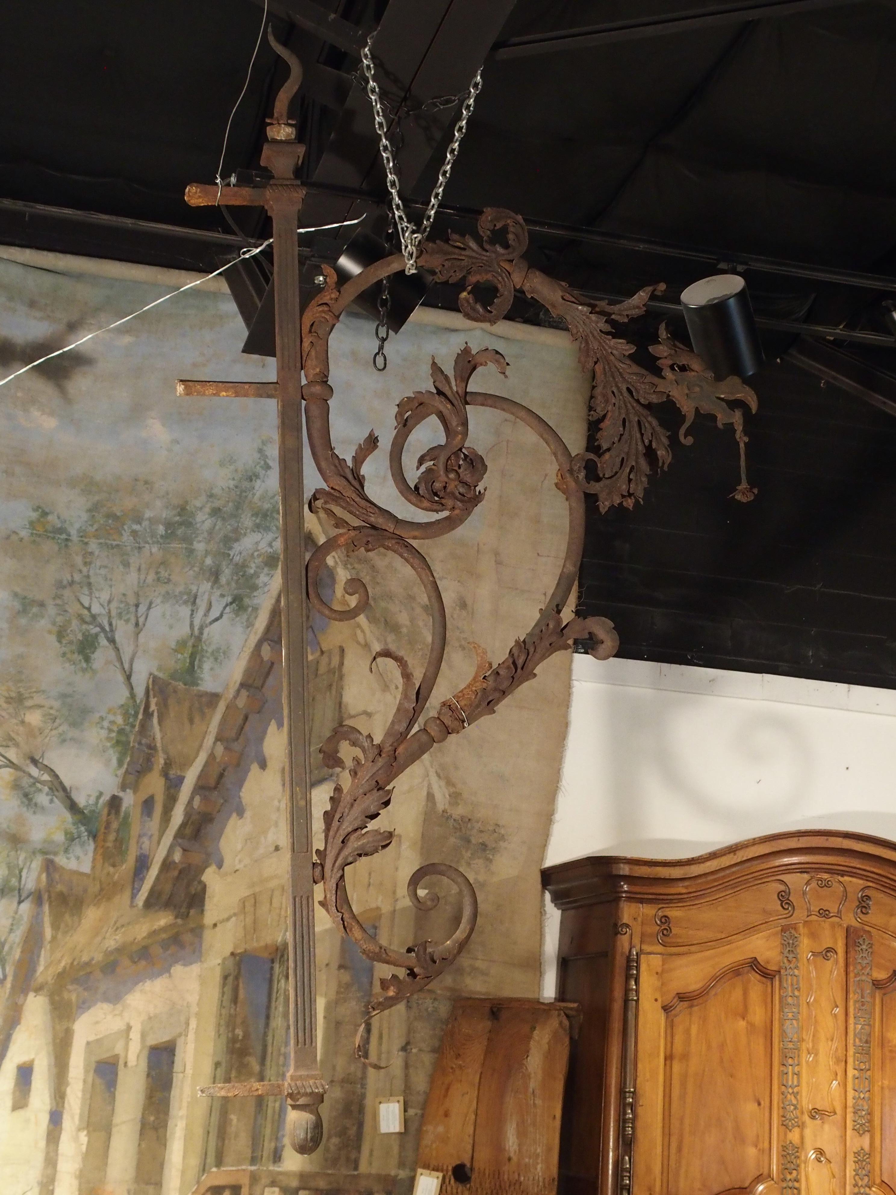 Large 19th Century Forged Iron Lantern Holder from Poitiers France Grand'Goule 6