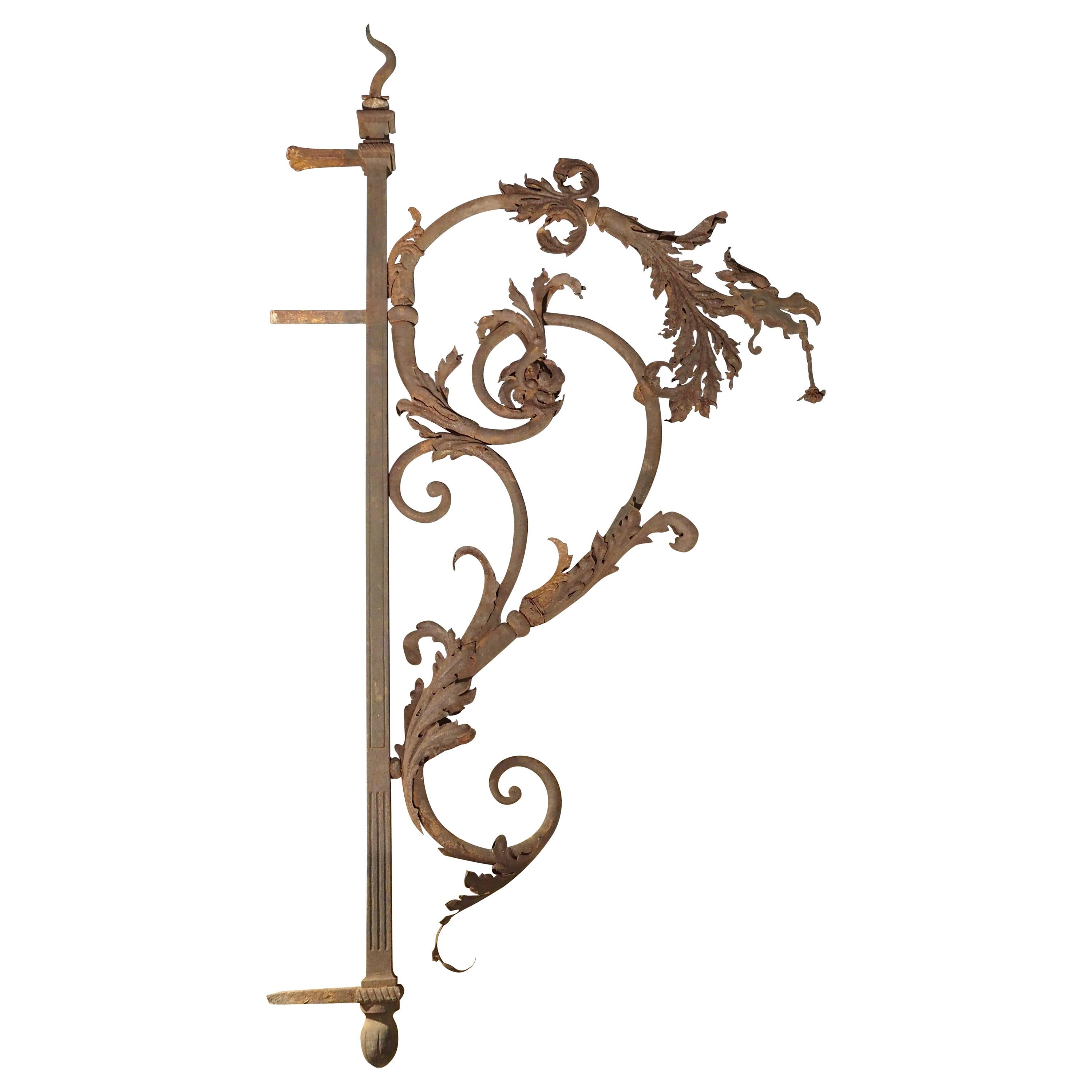 Large 19th Century Forged Iron Lantern Holder from Poitiers France Grand'Goule