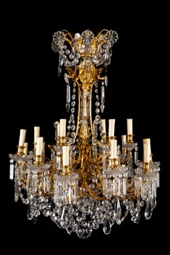 Large 19th Century French Baccarat Crystal and Ormolu Louis XVI Style Chandelier