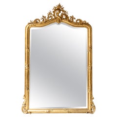 Large 19th Century French Baroque Giltwood Mirror Large 19th Century French Baroque Giltwood Mirror