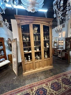 Large 19th Century French Bleached Oak Display Cabinet