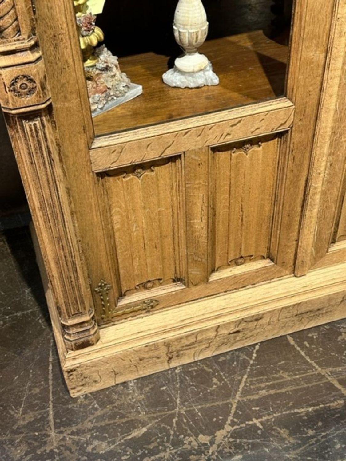 Large 19th Century French Bleached Oak Display Cabinet For Sale 1