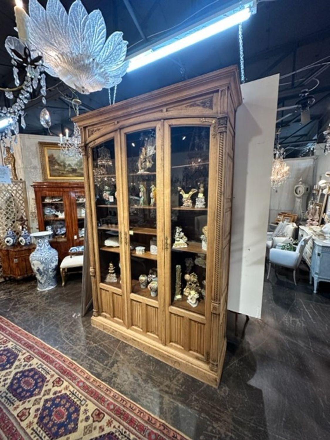 Large 19th Century French Bleached Oak Display Cabinet For Sale 2