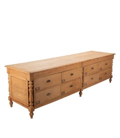 Large 19th Century French Bleached Oak Shop Counter