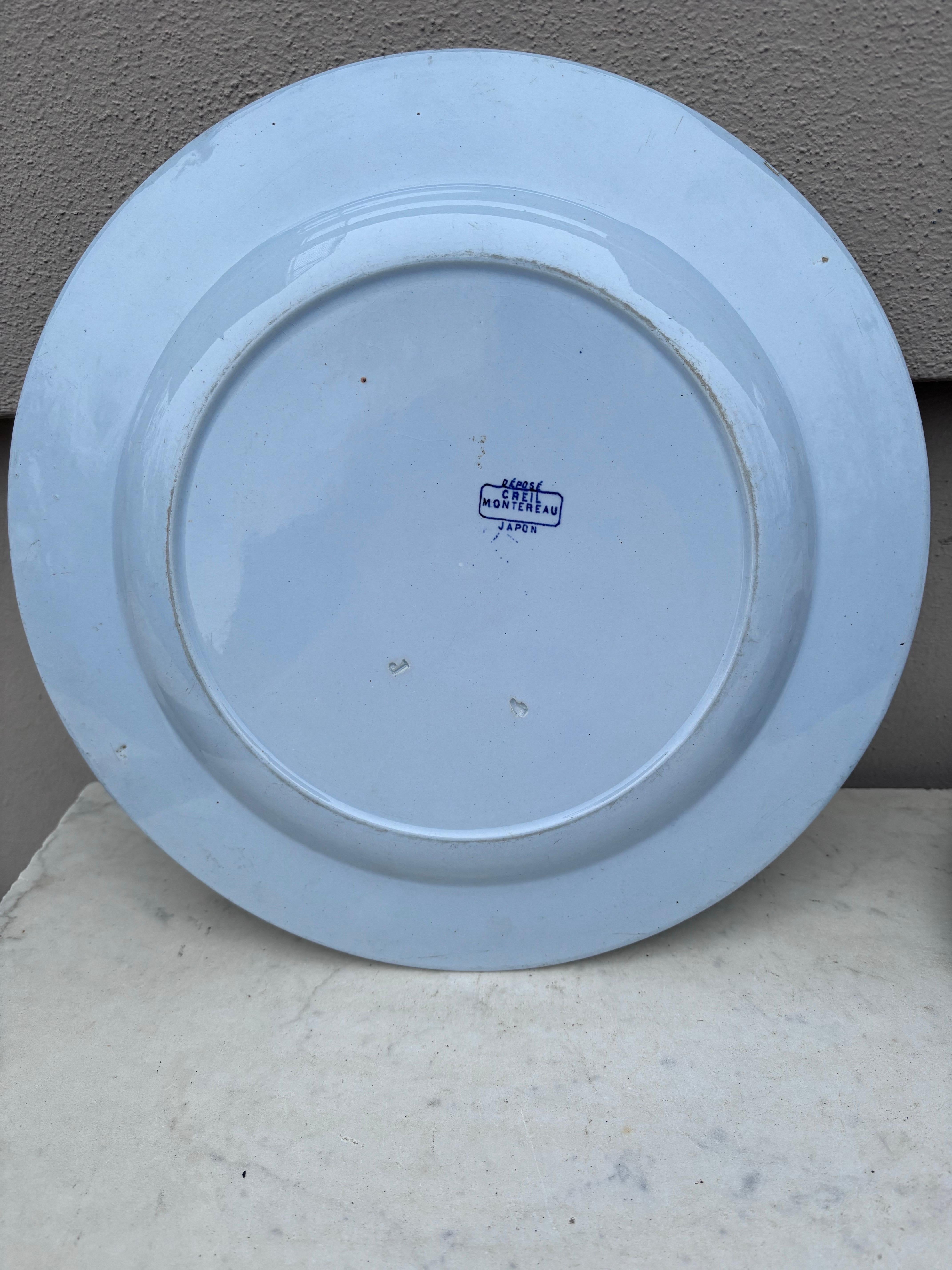 Gran Plato Japonés Azul y Blanco Creil Montereau Francés del Siglo XIX en venta 1