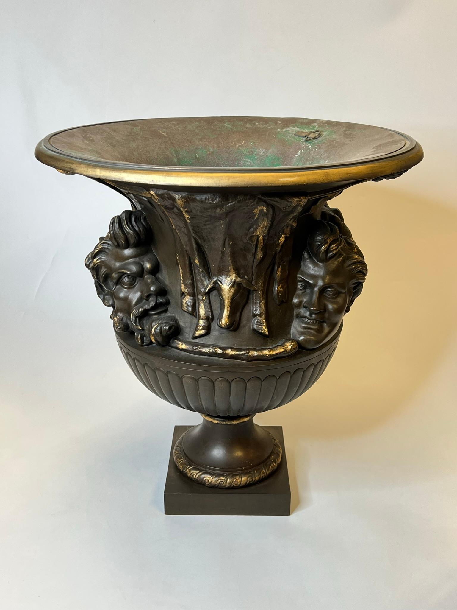 Neoclassical Revival Large 19th Century French Bronze Borghese Vase Cast by Barbedienne For Sale