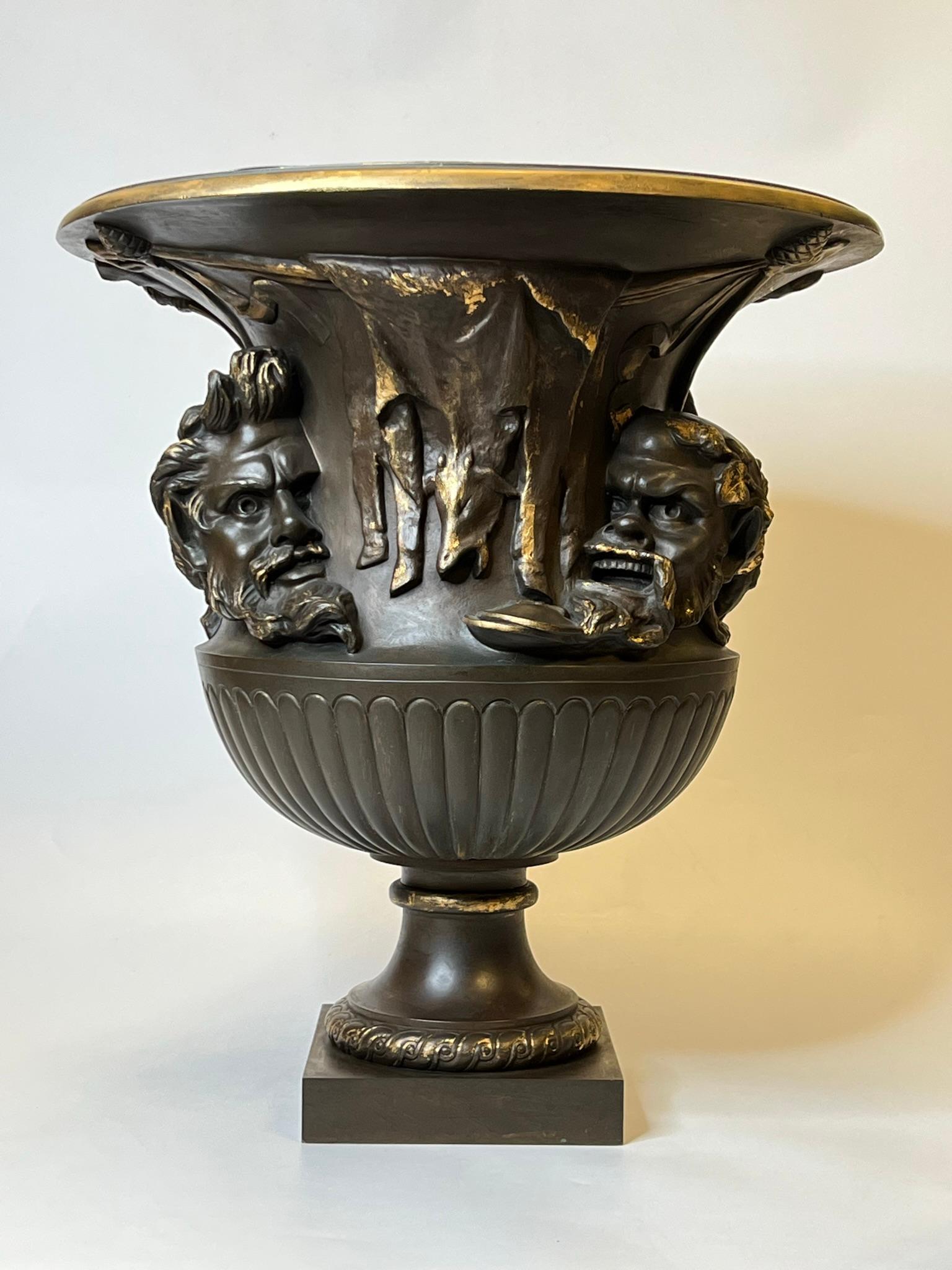 Gilt Large 19th Century French Bronze Borghese Vase Cast by Barbedienne For Sale