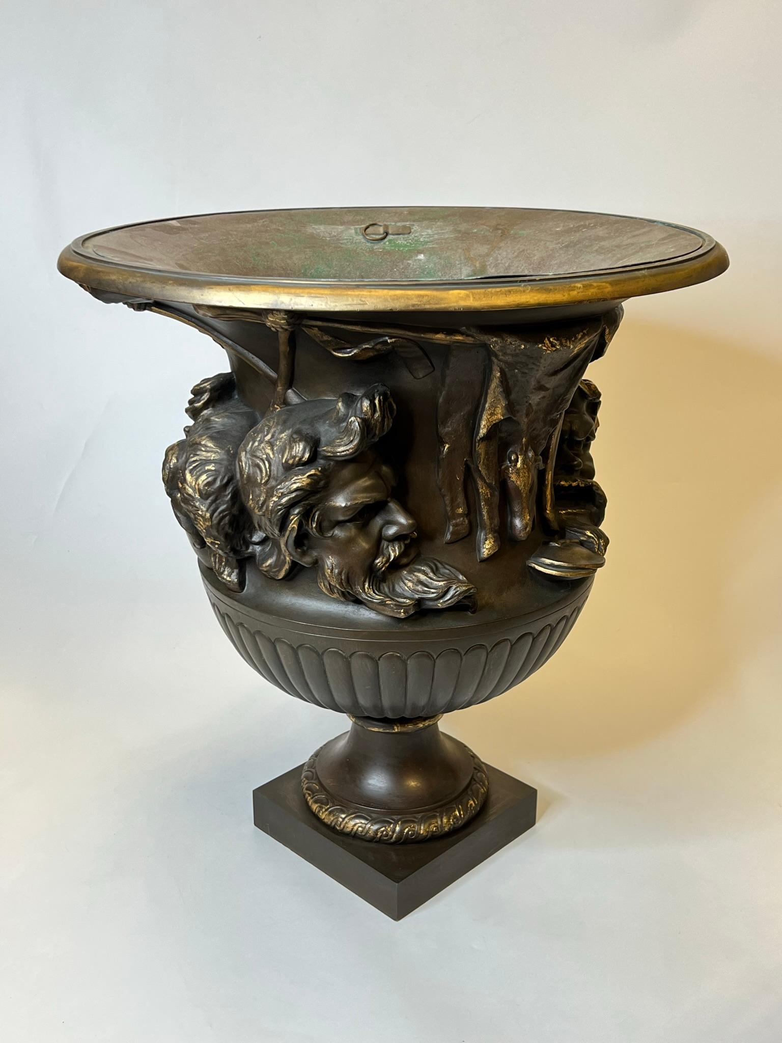 Large 19th Century French Bronze Borghese Vase Cast by Barbedienne In Good Condition For Sale In New York, NY