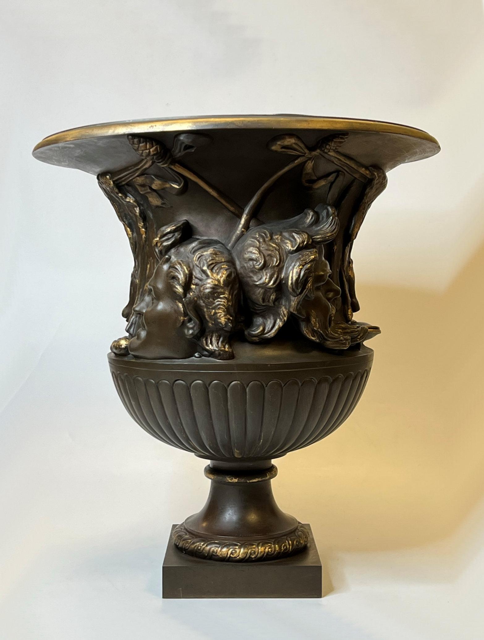 Large 19th Century French Bronze Borghese Vase Cast by Barbedienne For Sale 4