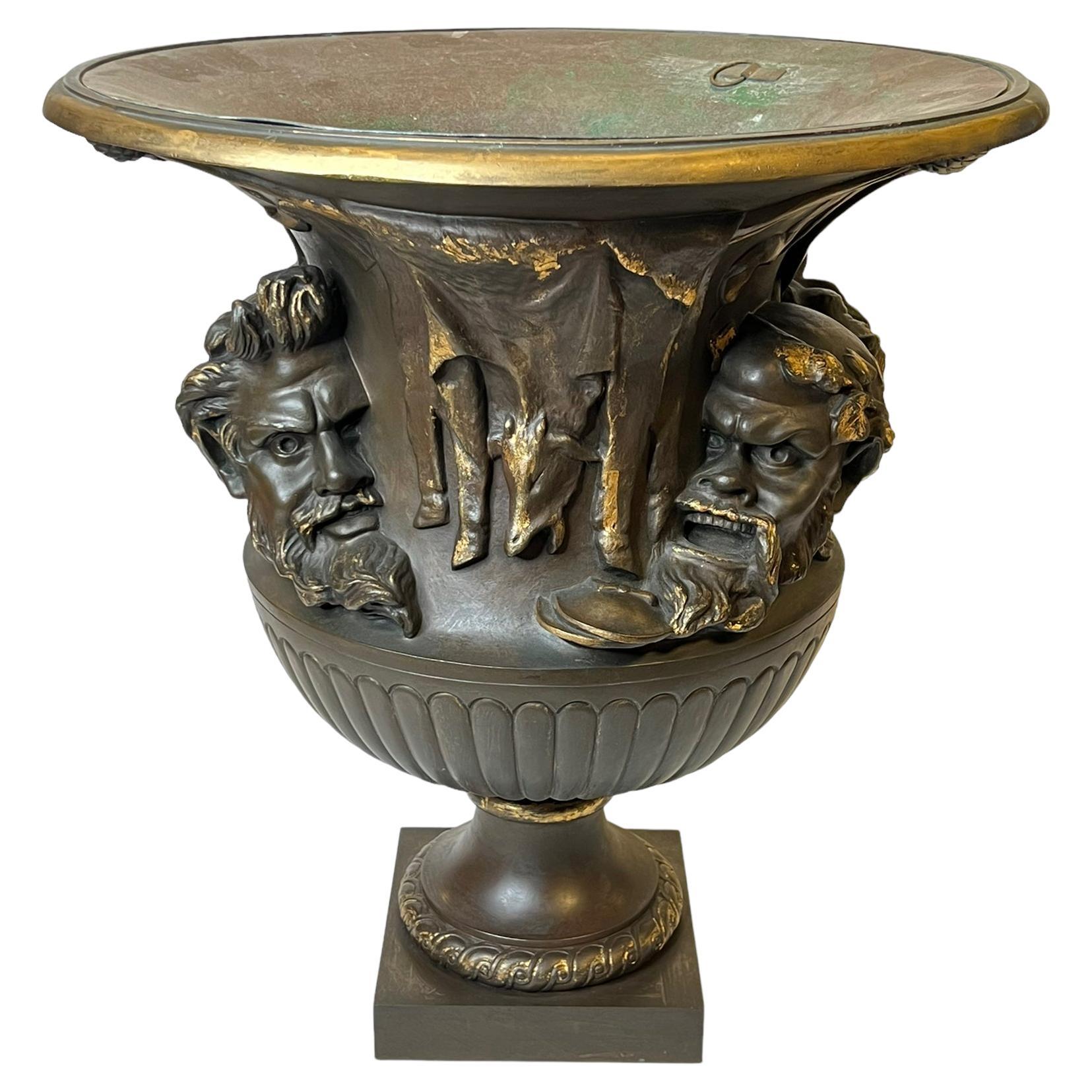 Large 19th Century French Bronze Borghese Vase Cast by Barbedienne For Sale