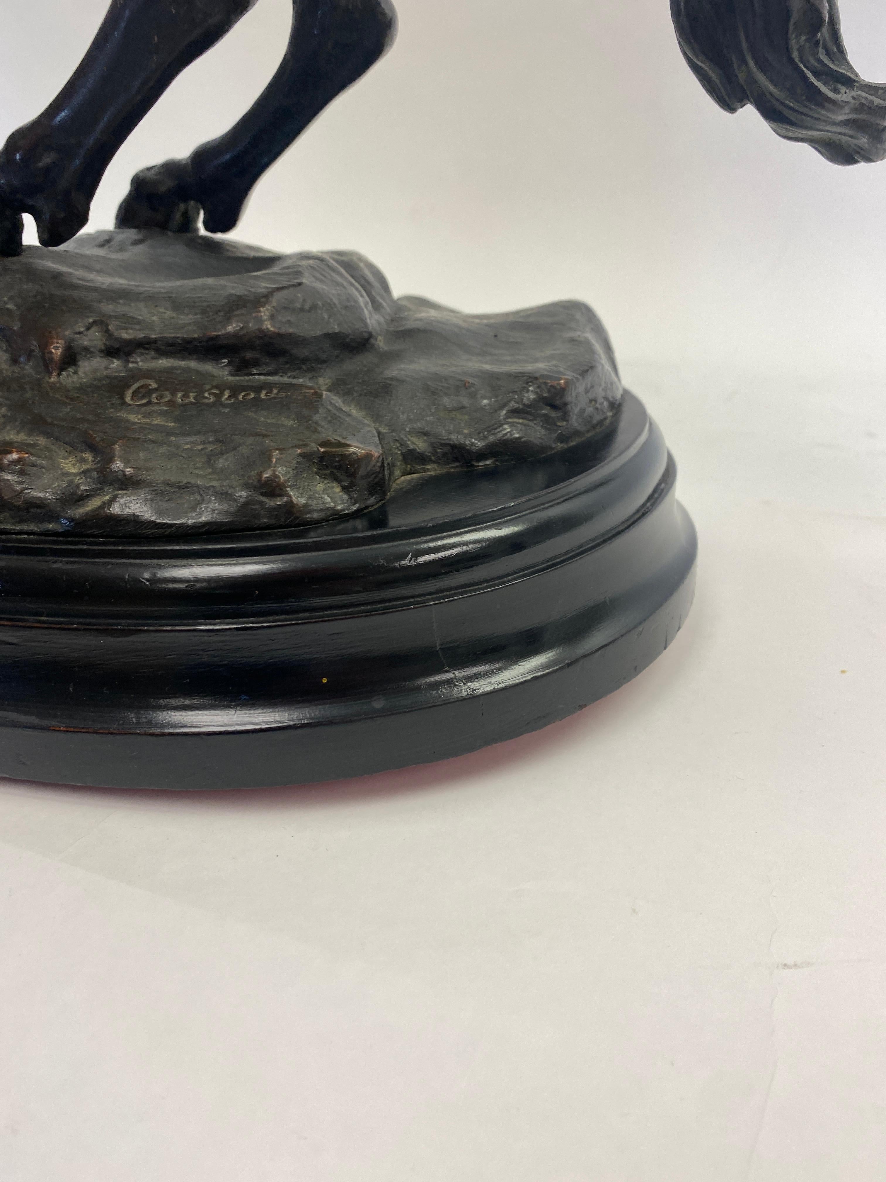 Louis XIV Grand bronze français du 19ème siècle «hevaux de Marly » d'après Coustou